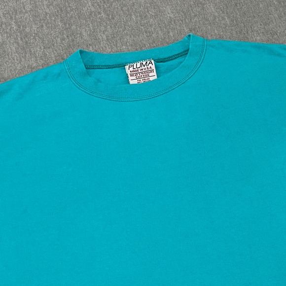 Pluma Other - Pluma Mens Vintage Heavyweight Cotton T-Shirt Teal Made in‎ USA Size M Solid